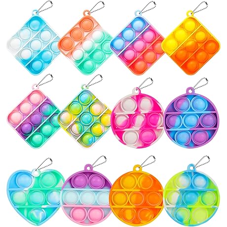 12 Pack Pop Keychain Fidget Toys in Mini Sizes – Bulk Pack...