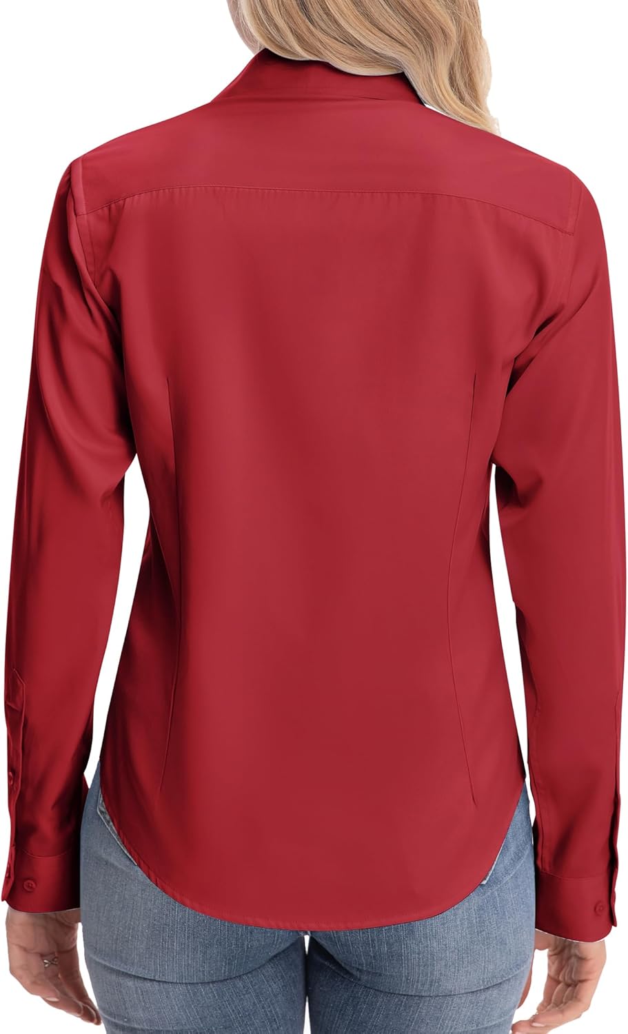 siliteelon Womens Classic-Fit Dress Shirts Long Sleeve Button Down Wrinkle-Free Stretch Solid Casual Work Office Blouse Top - Image 3