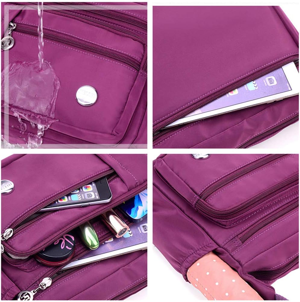 Crossbody Bag for Women, Multi Pocket Waterproof Lightweight Nylon Purse Shoulder Bag - Image 5