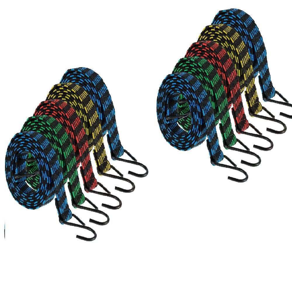 Rhaiqbvc 10Pcs Bungee Cords With Hooks, Heavy Duty 6.6Ft /2M Long Bungee Straps, Weatherproof & Uv-Resistant, Anti-Slip Elastic Bungee Straps For Securing Tarps, Luggage, Tents, Bikes, Garden Furniture (10Pcs)