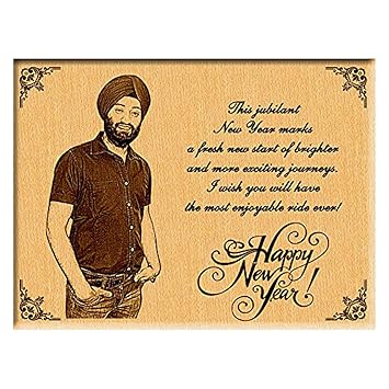 Incredible Gifts India Personalized Engraved Photo Plaque New Year Gift for Boys|Girls|Husband (9 x 7 inches, Wood, Brown)
