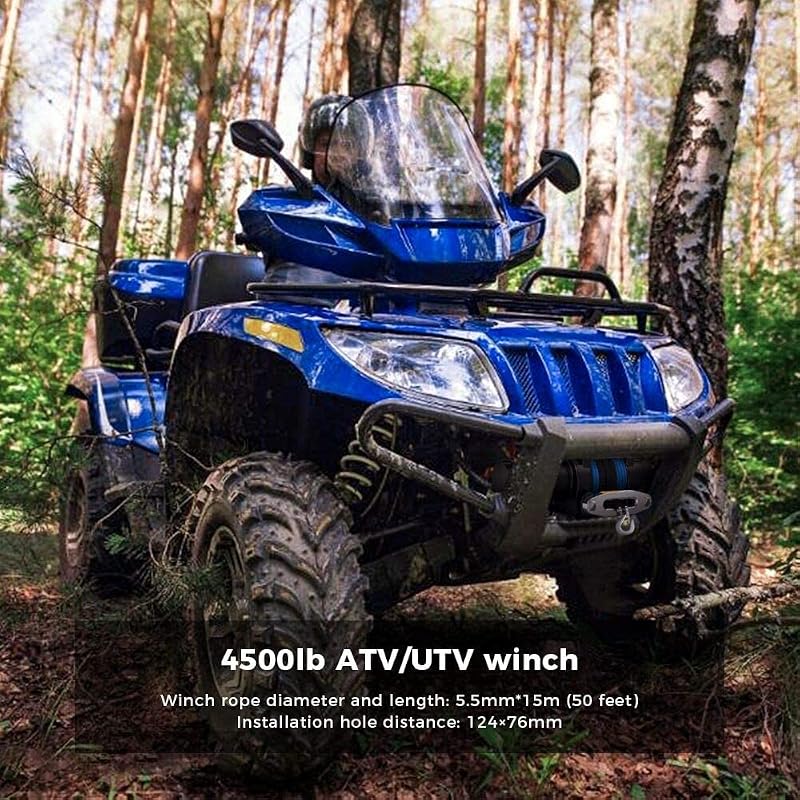 Anbull Elektromos Csörlő 12V 4500LBS/2045kg - Szintetikus Kötéllel, IP67 Vízálló, Vezeték Nélküli Távirányítóval - ATV UTV Kompatibilis