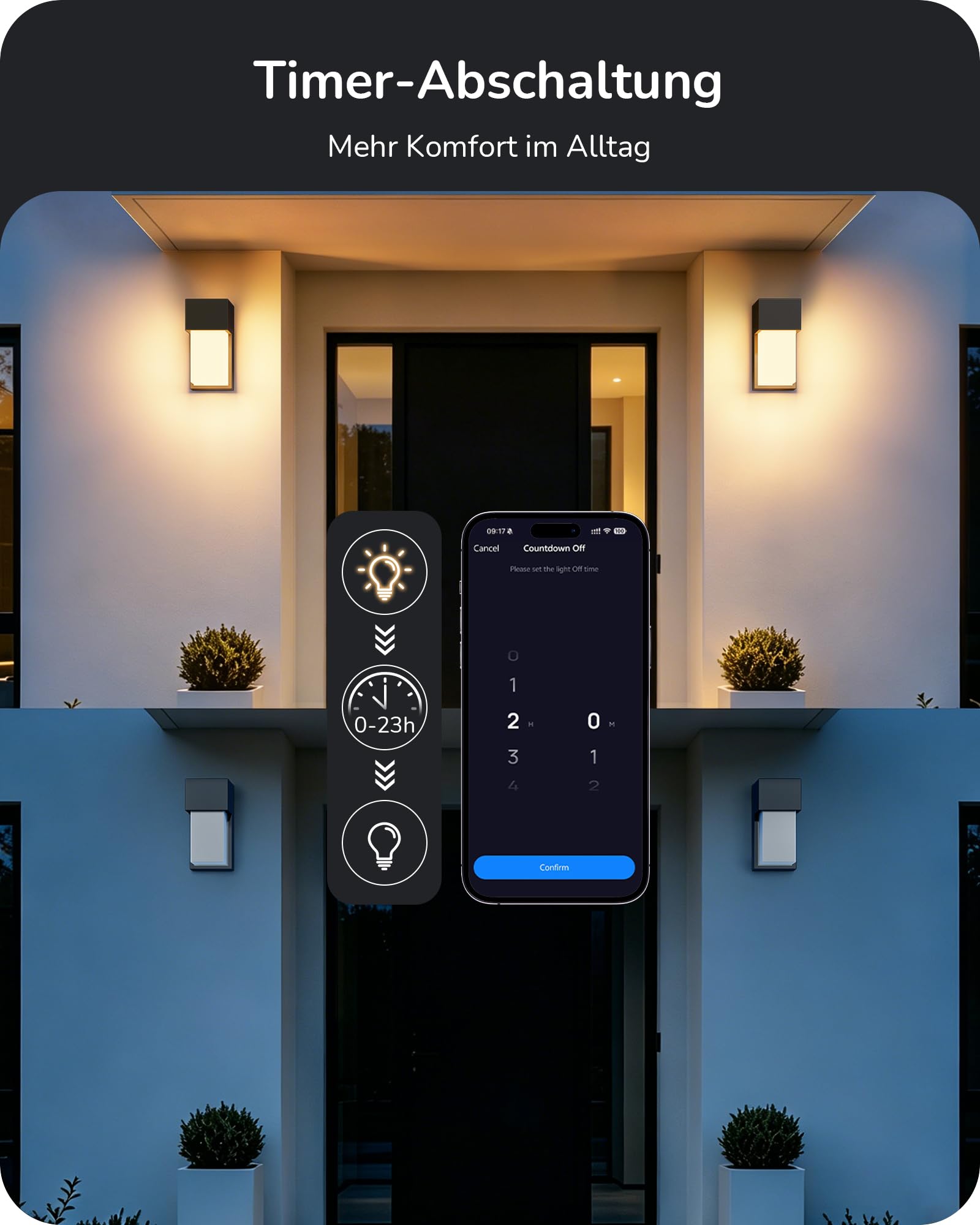 EDISHINE Smart Außenwandleuchte RGBCW, App-Steuerung, IP65 wasserdicht