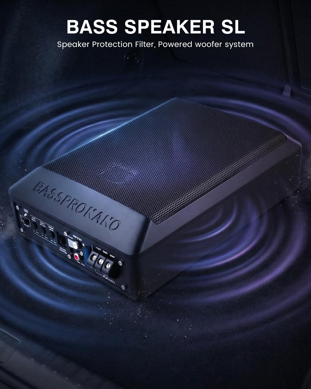 Ultraflacher Auto-Subwoofer, Adecuado para sedanes/Camiones, con Amplificador Integrado, montable bajo los Asientos, Potencia máxima de 600 W, subwoofer Compacto