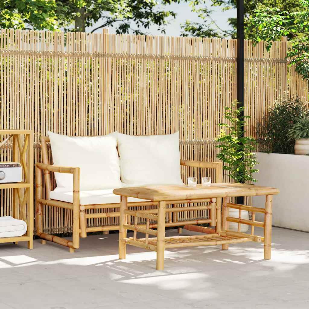 vidaXL 2-teiliges Gartensofa-Set mit Kissen Bambus