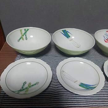 Amazon.co.jp: 深川製磁 野菜柄 お茶碗 揃え小皿 揃え 5客セット