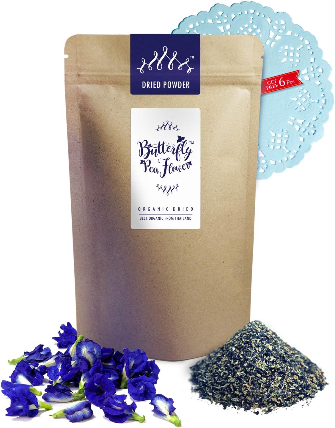 Thai Delicious Butterfly Pea Blue Flower Organic Dried Powder. (2.1 Oz.)