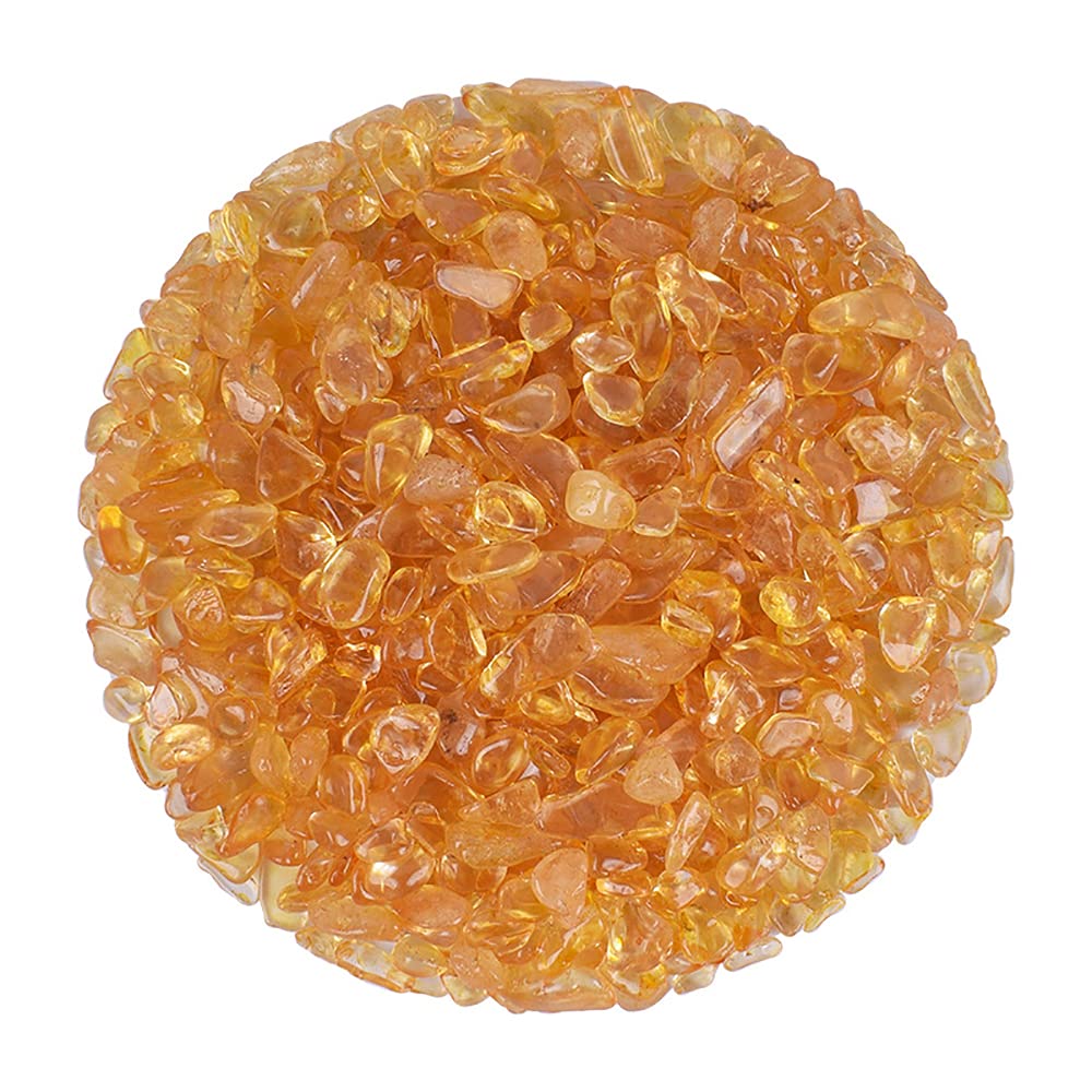 PRATIQUE Amethyst Tumbled Chips Stone Crushed Crystal Quartz Irregular Shaped Stones for Home Decorative Stones for Vases Plants Cactus Succulents 1 Pound (About 460g) (Citrine)