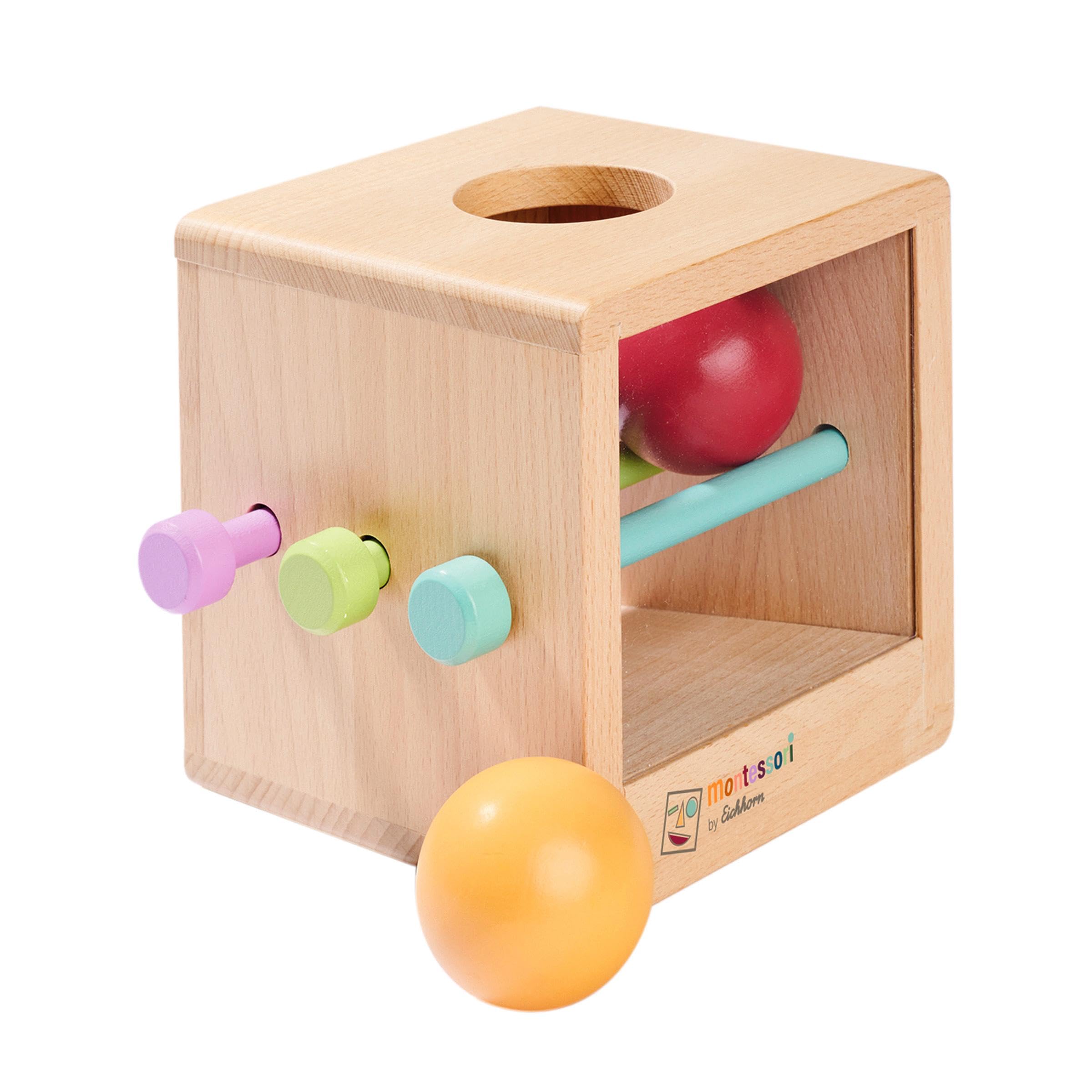 Eichhorn Montessori-Box mit Sichtfenster – drei Stäbe und zwei Kugeln