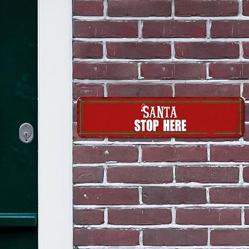 Vista 49 de Santa's Workshop North Pole Street Letreros personalizados de metal para exteriores, letrero de metal de bienvenida para Navidad, decoración