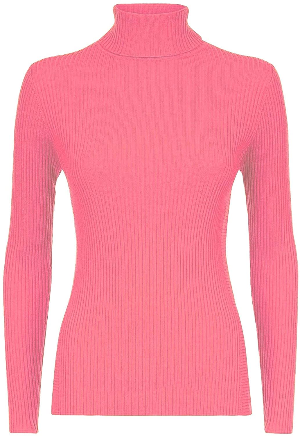 Wearall Women's Coral Ribbed Stretch Polo Neck Top - 20-22