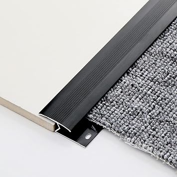 Finishing Strip for Carpet and Flooring Metal Transition Bar - Carpet to Wood Floors/Carpet Tiles 35 Inch Long Seam Strips Easy to Install,Black