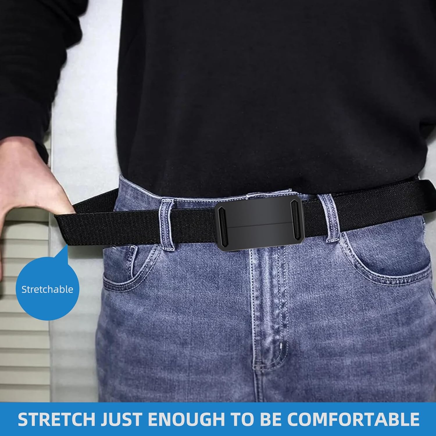 Stretch Tactical Belt for Men, Military Work Rigger Hiking 1.5" Elastic Nylon Web Ratchet Quick Release Belt - Image 4