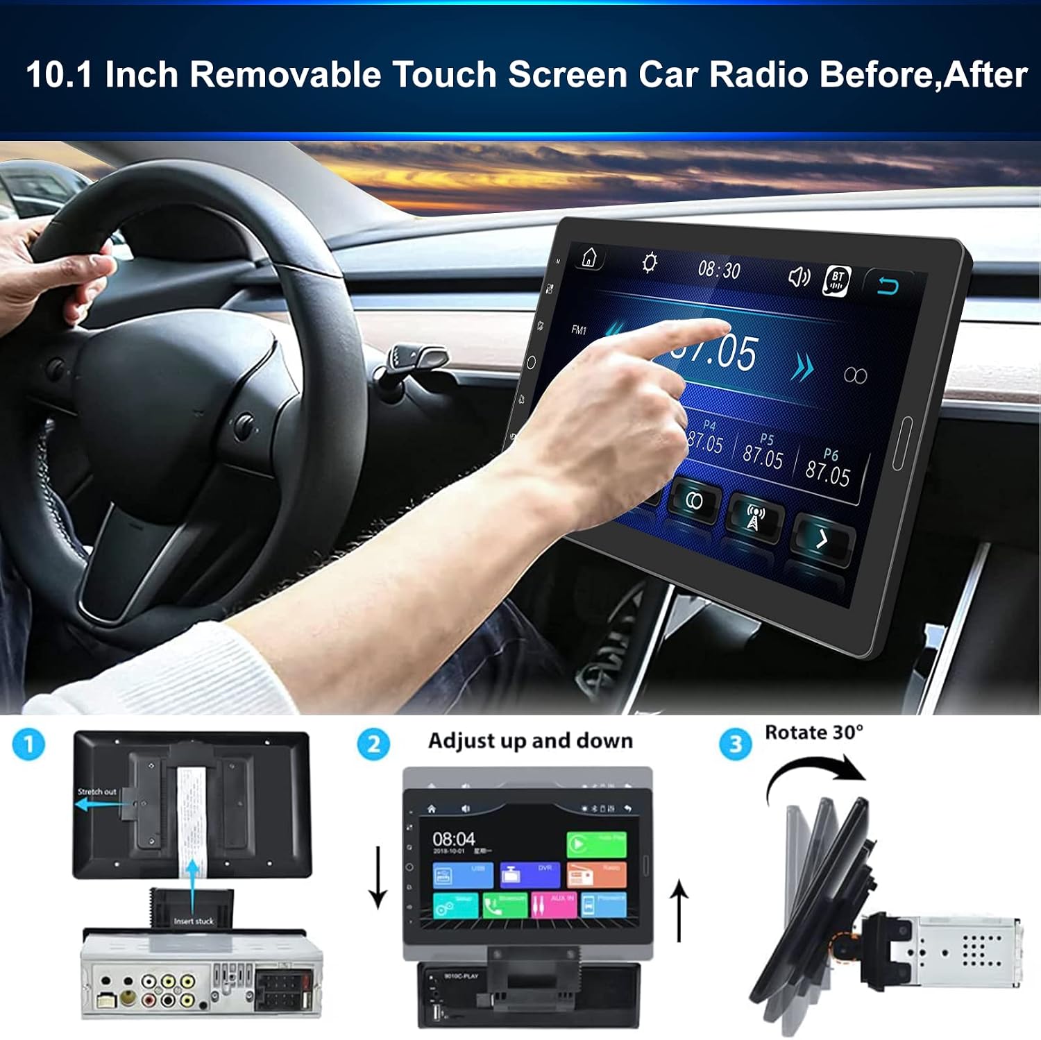 apple carplay single din car stereo10 1 inch capacitive rotatable touch screen car radio with bluetooth mirror link fm radio auxusbtf car multimedi