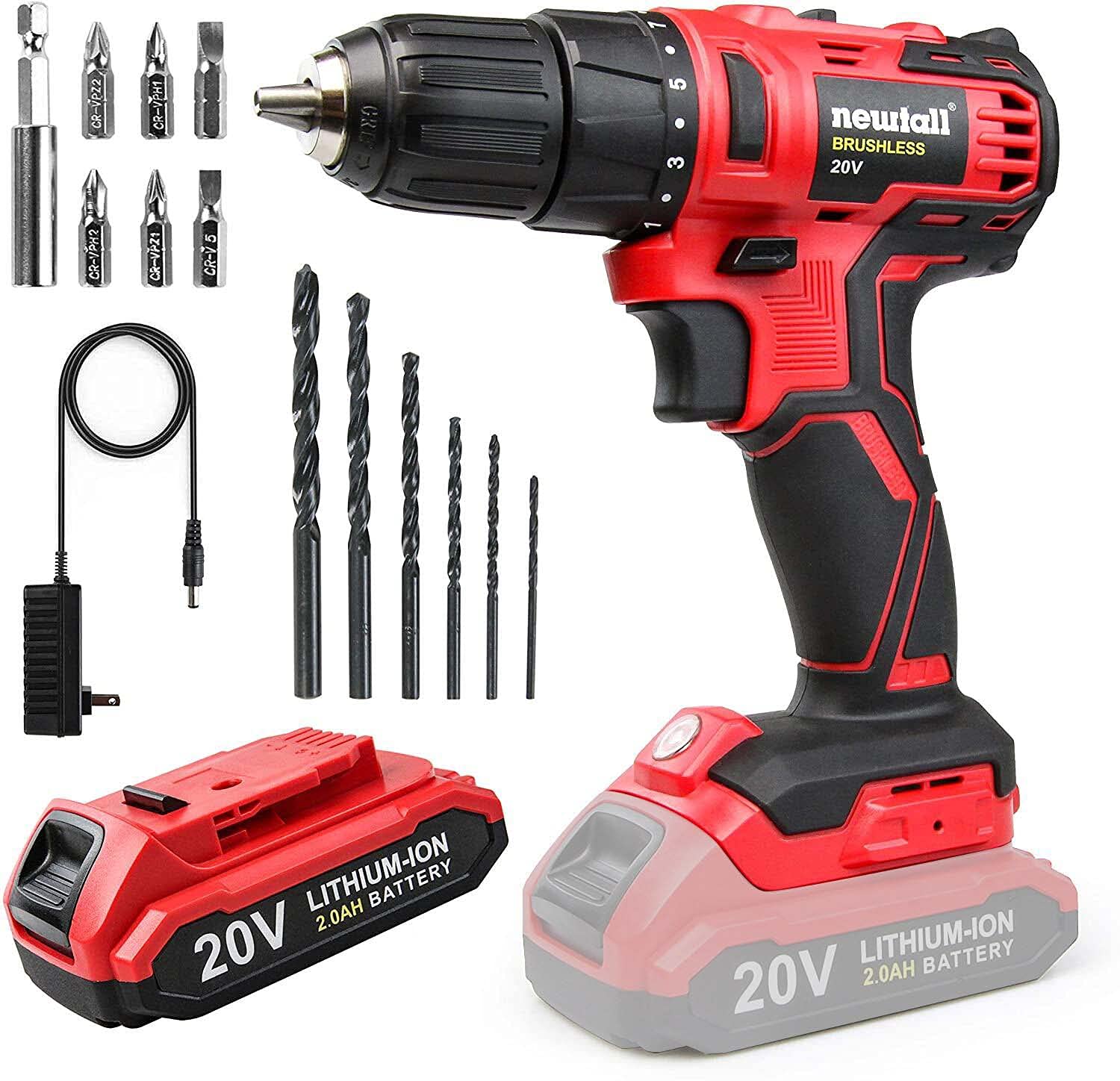Buy 20V Brushless Cordless Drill, Power Drill, 13 Piece Twist Drills