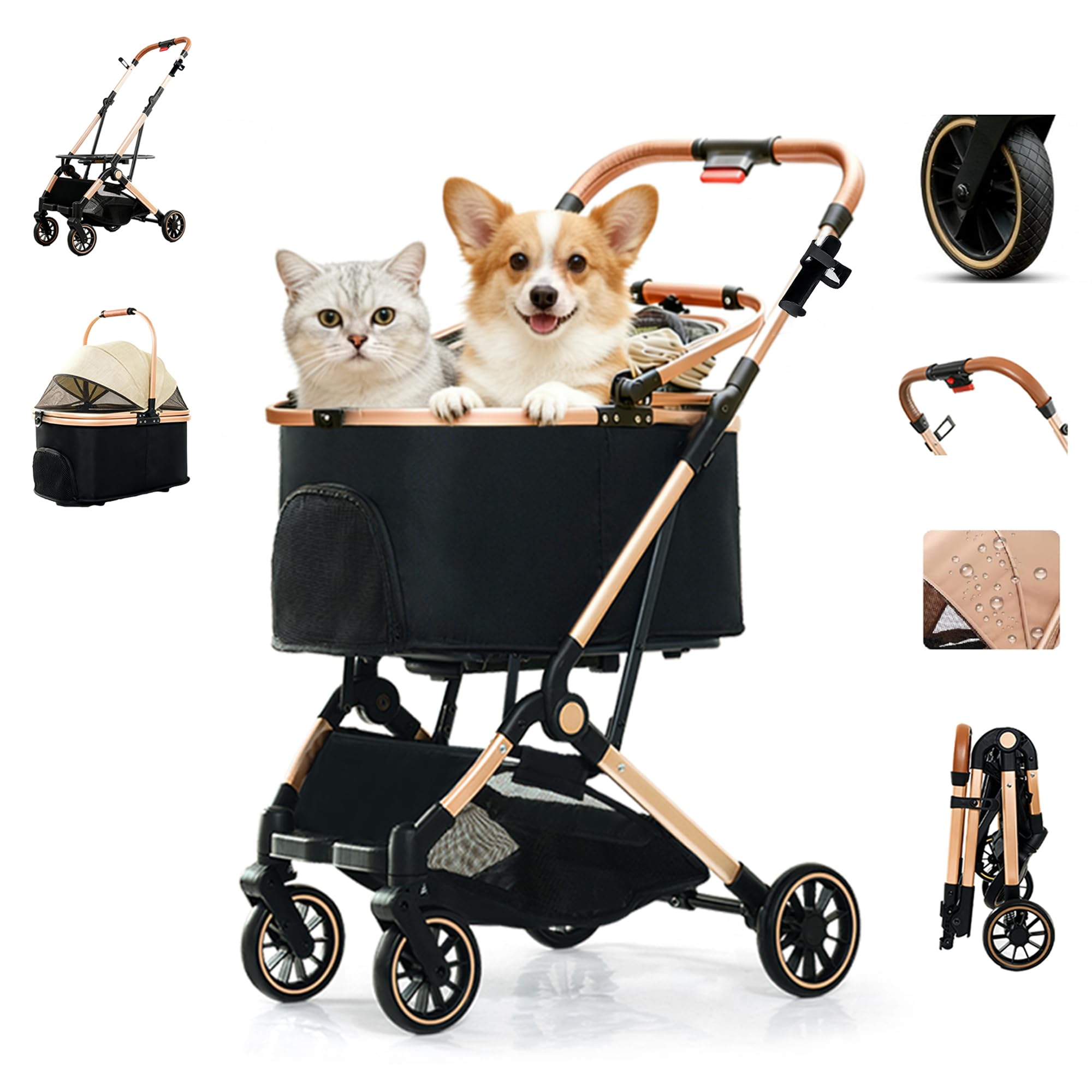 未使用ペットカート 分離式折りたたみ式取り外し可能 小型犬中型犬猫犬コーキ 4輪 ペットカート 取り外し可能 分離型 ペットバギー 折りたたみ 多頭 小型