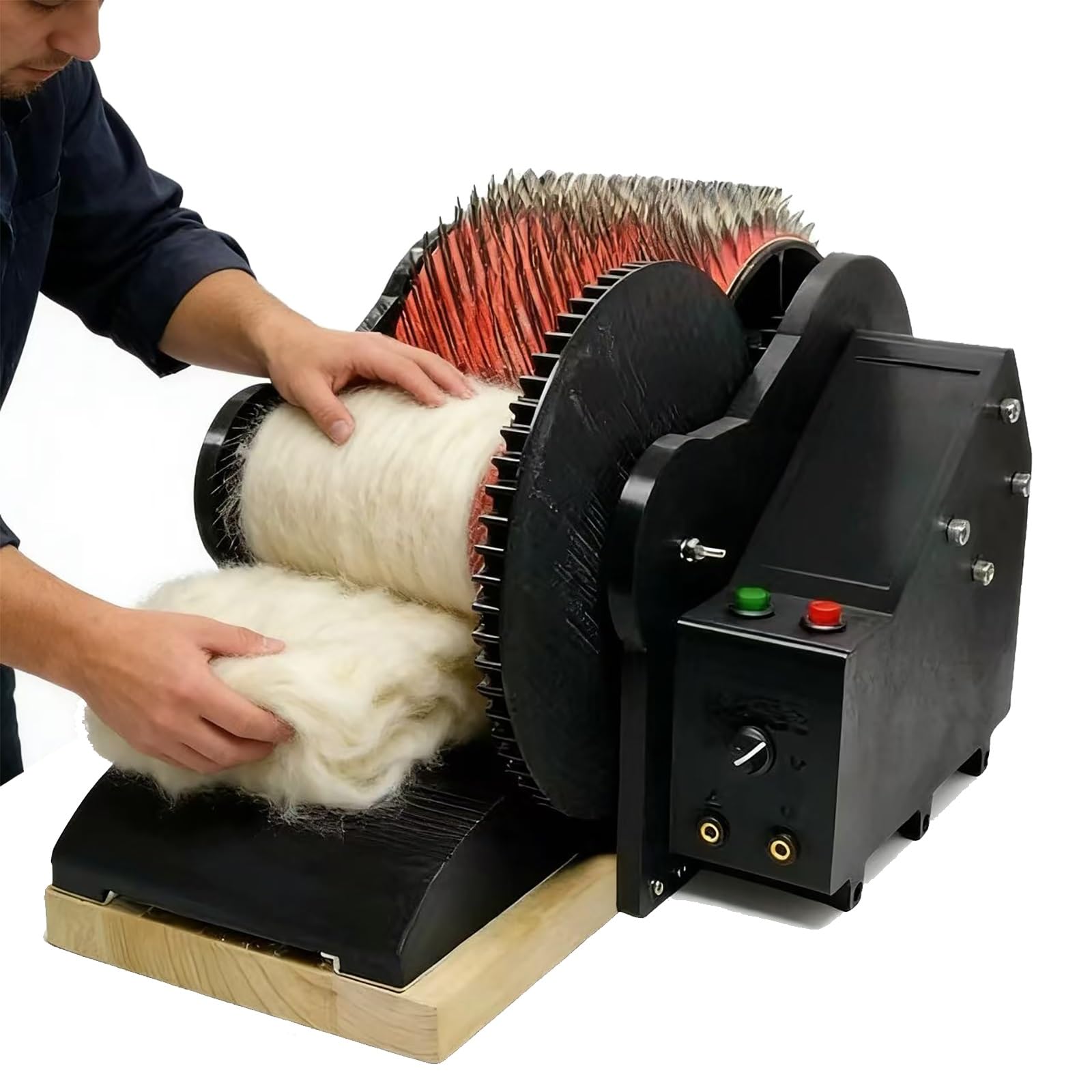 Jybnbbe As Shown Electric Wool Carding Machine For Diy Art Batts, Felting & Processing Fleece Roving, Drum Carder For Quick Blending & Spinning