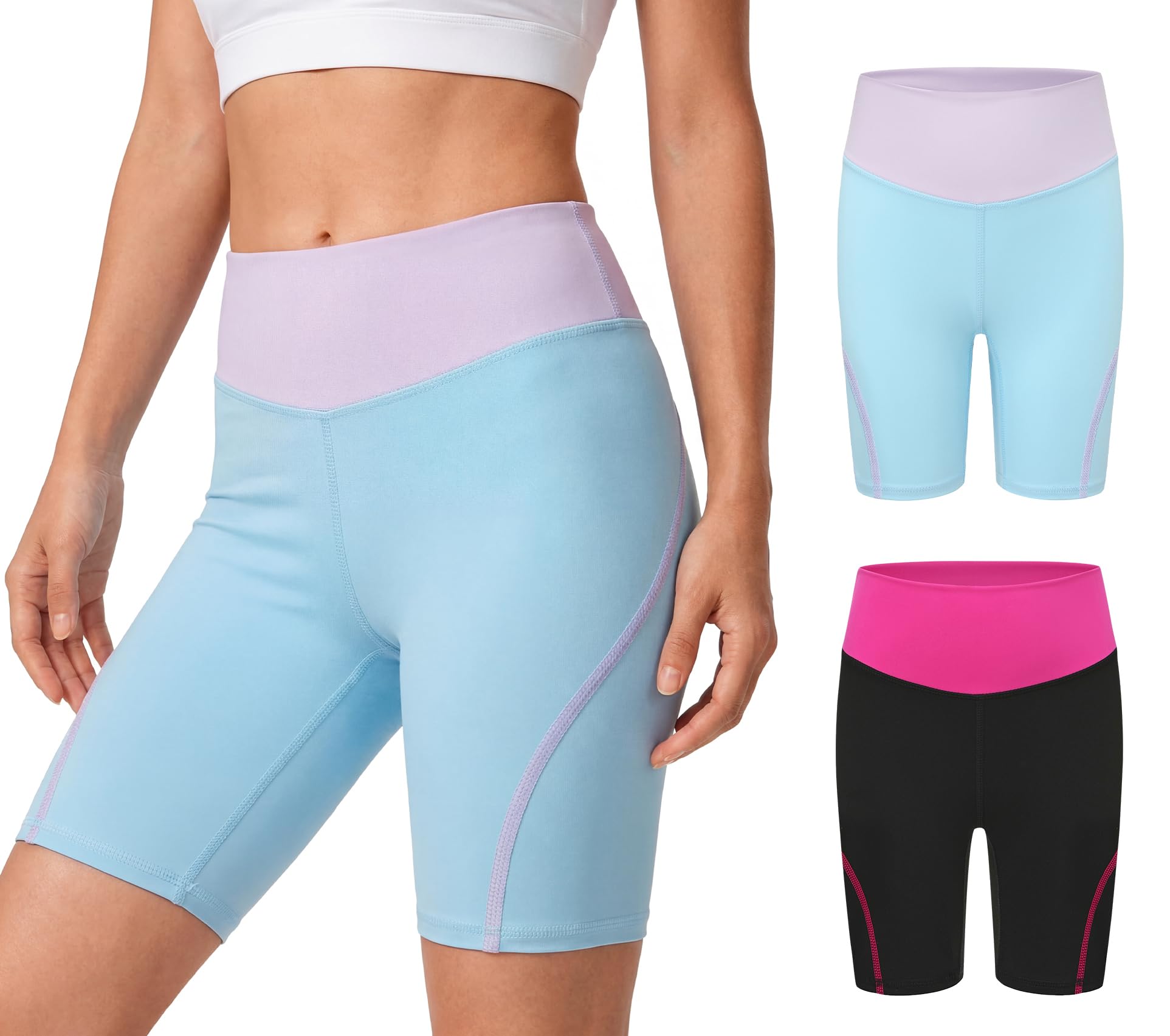 SEAUR Short de cyclisme pour filles - Short de sport - Short de gymnastique - Respirant - Taille haute - 4 à 13 ans
