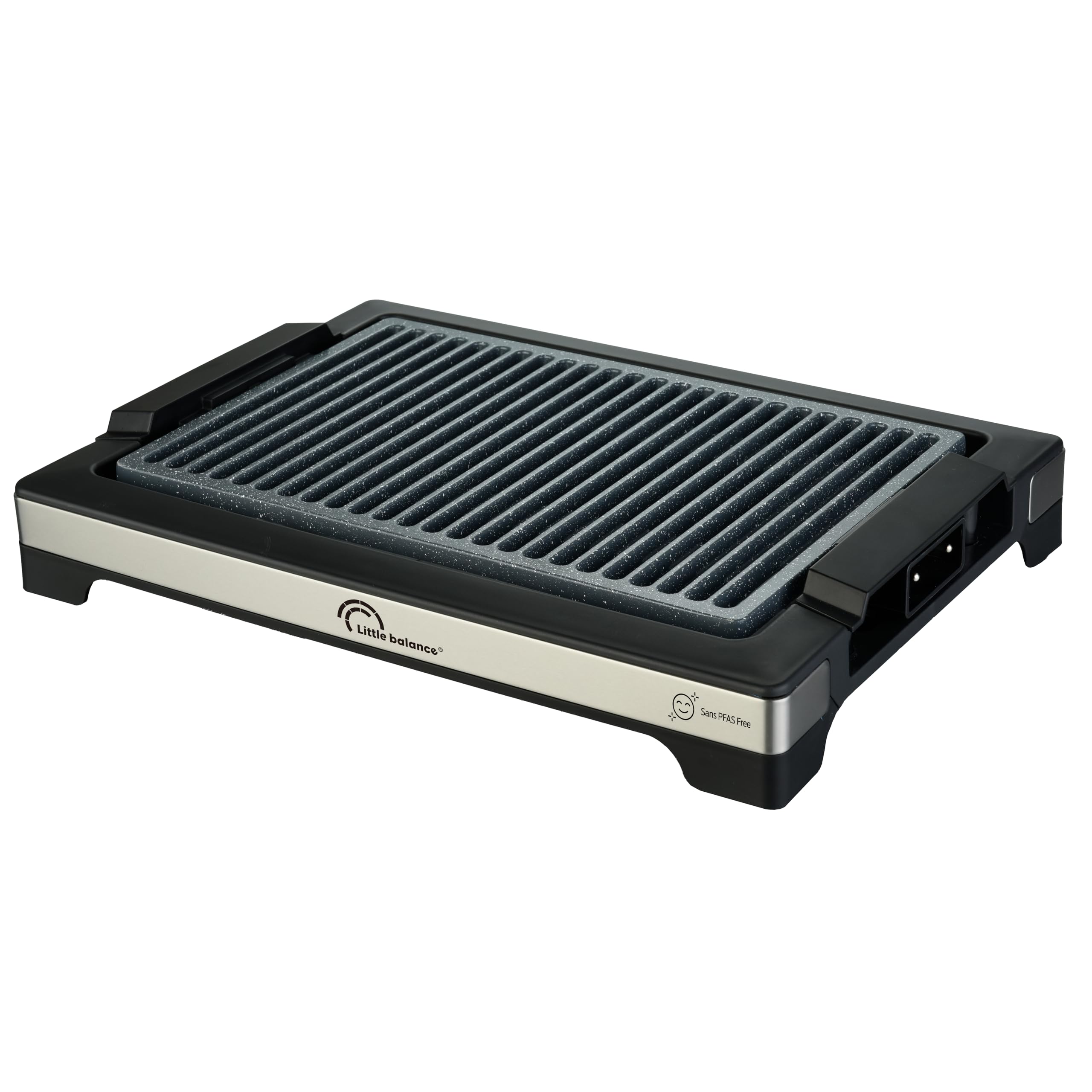 LITTLE BALANCE 8863 Easy Nopifas, Barbecue électrique 4-6 personnes, Plaque sans PFAS, Antiadhésif, Tout type d'aliments, 2000 W, Noir