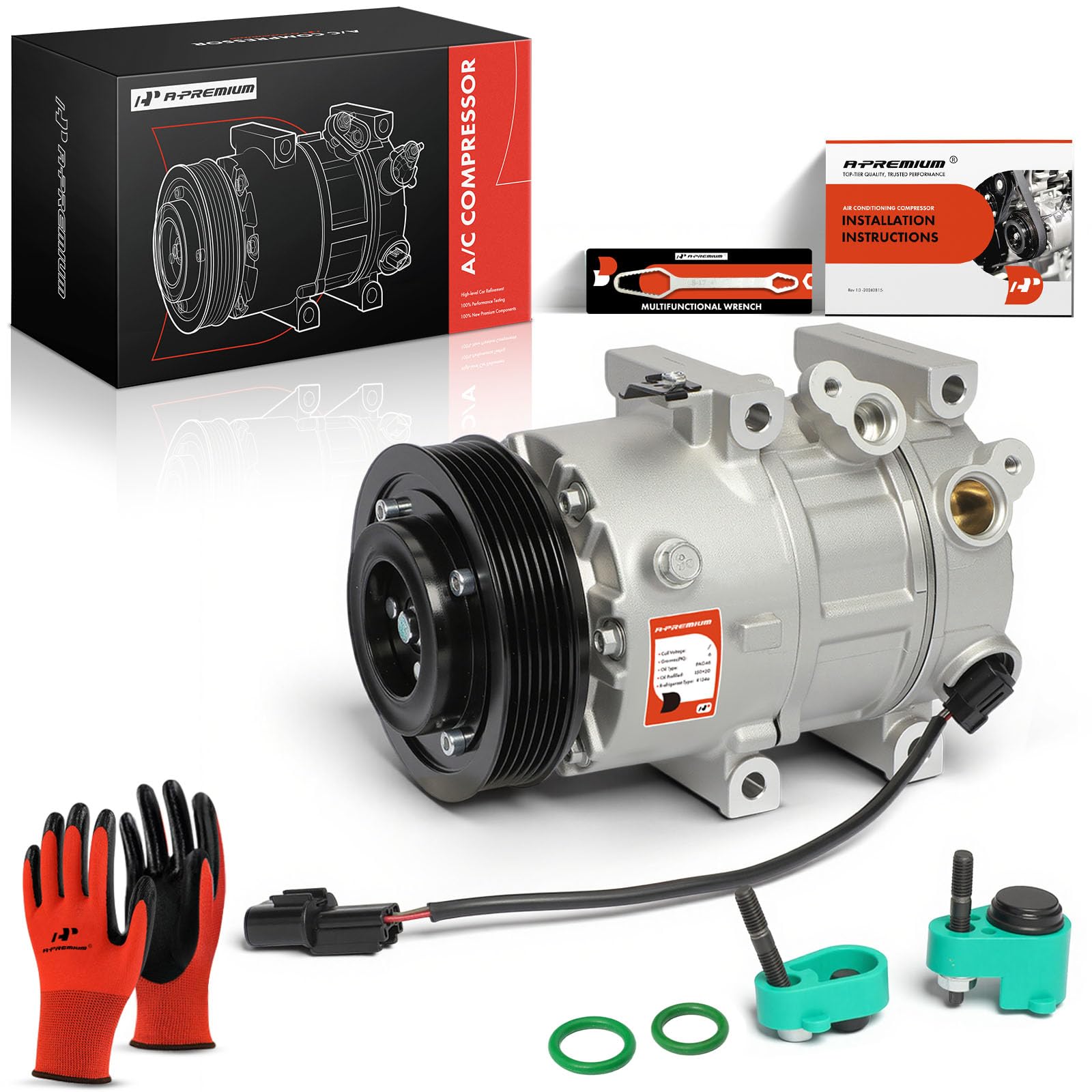 A-Premium Air Conditioner AC Compressor with Clutch Compatible with Hyundai Sonata 2.0L 2.4L 2011-2014, Kia Optima 2.0L 2.4L 2011