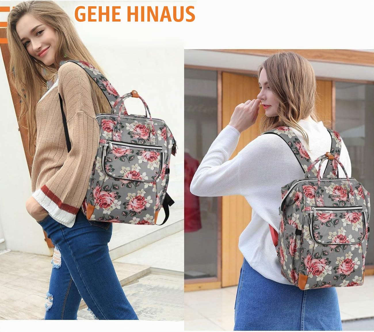 Rucksack Damen, Schulrucksack Mädchen Teenager15.6 Zoll Laptoprucksack mit Anti-Diebstahl, Arbeitsrucksack für Wandern Reisen und Camping