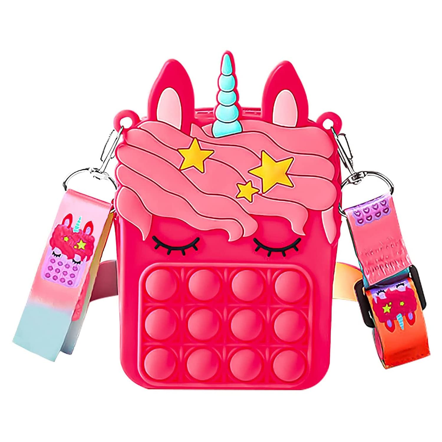 JUBLYN Pop it Unicorn Bags for Girls Fidget Toys Purse Women, Unicorn Pop It Bag for Girls, Unicorn Sling Bags for Girls Or Popit Bag (Dark Pink S) (B0BYVWG62W) Amazon Price History, Amazon Price Tracker