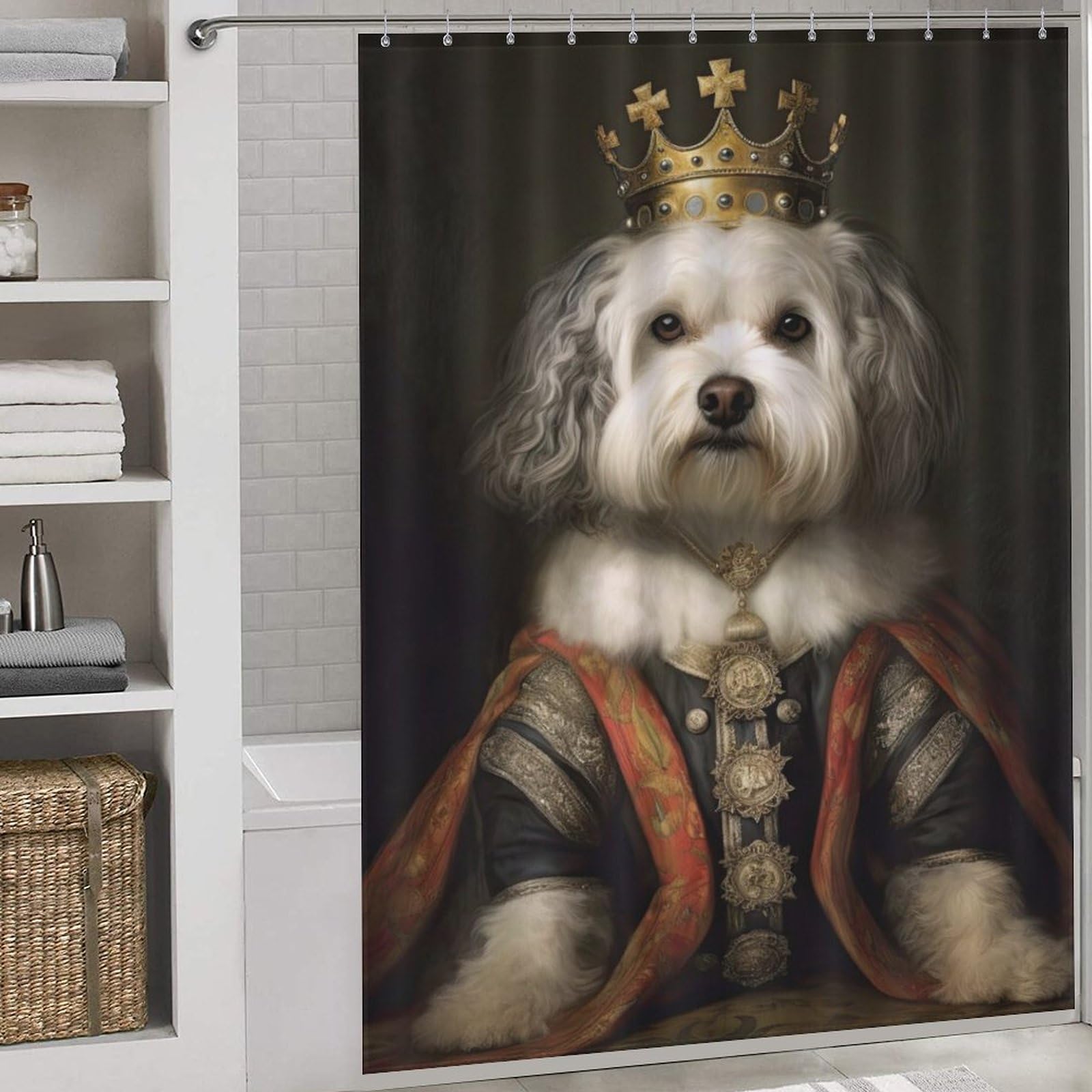 Rideau de douche Havanese The King anti-éclaboussures 163x180cm style moderne pour appartement