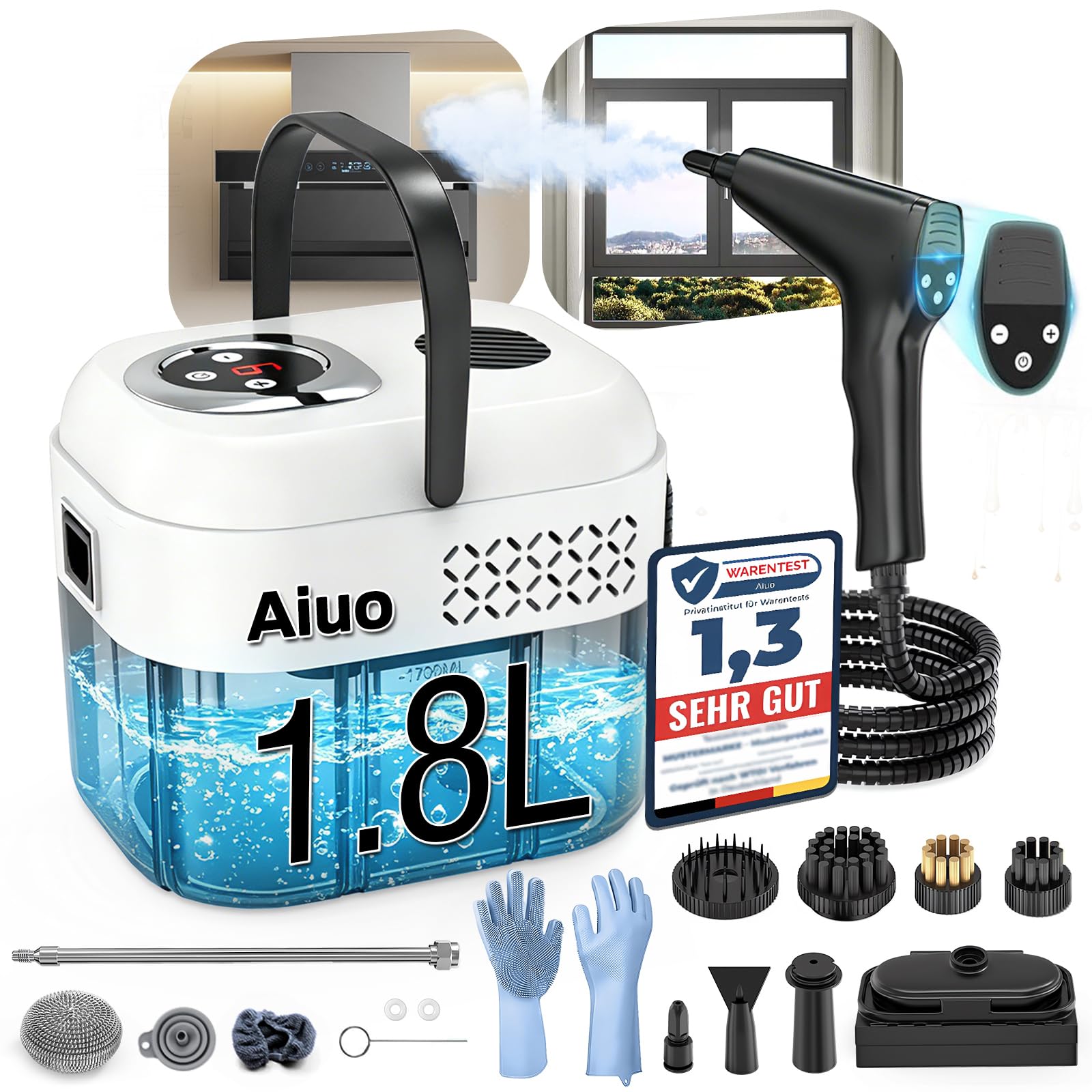Neu Doppelsteuerung Dampfreiniger Handgerät 1,8L futi