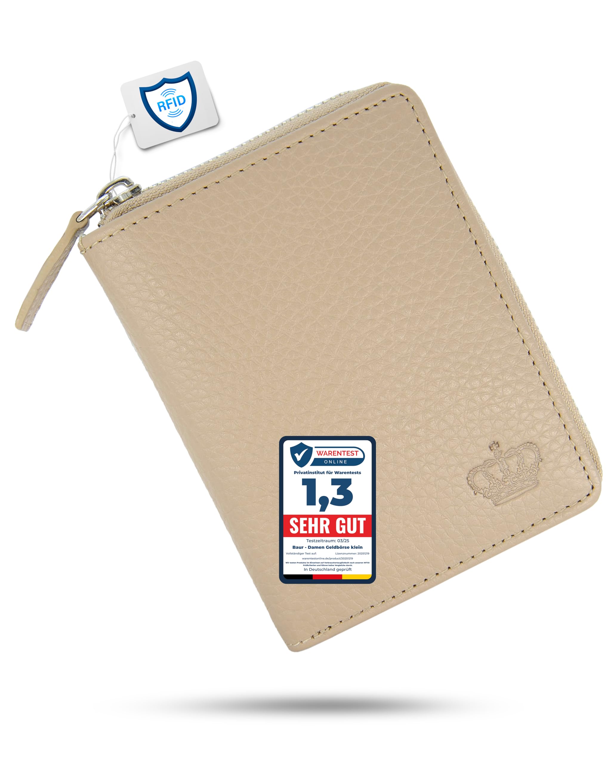 Baur - Damen Geldbörse aus echtem Leder mit RFID-Schutz (Taupe)
