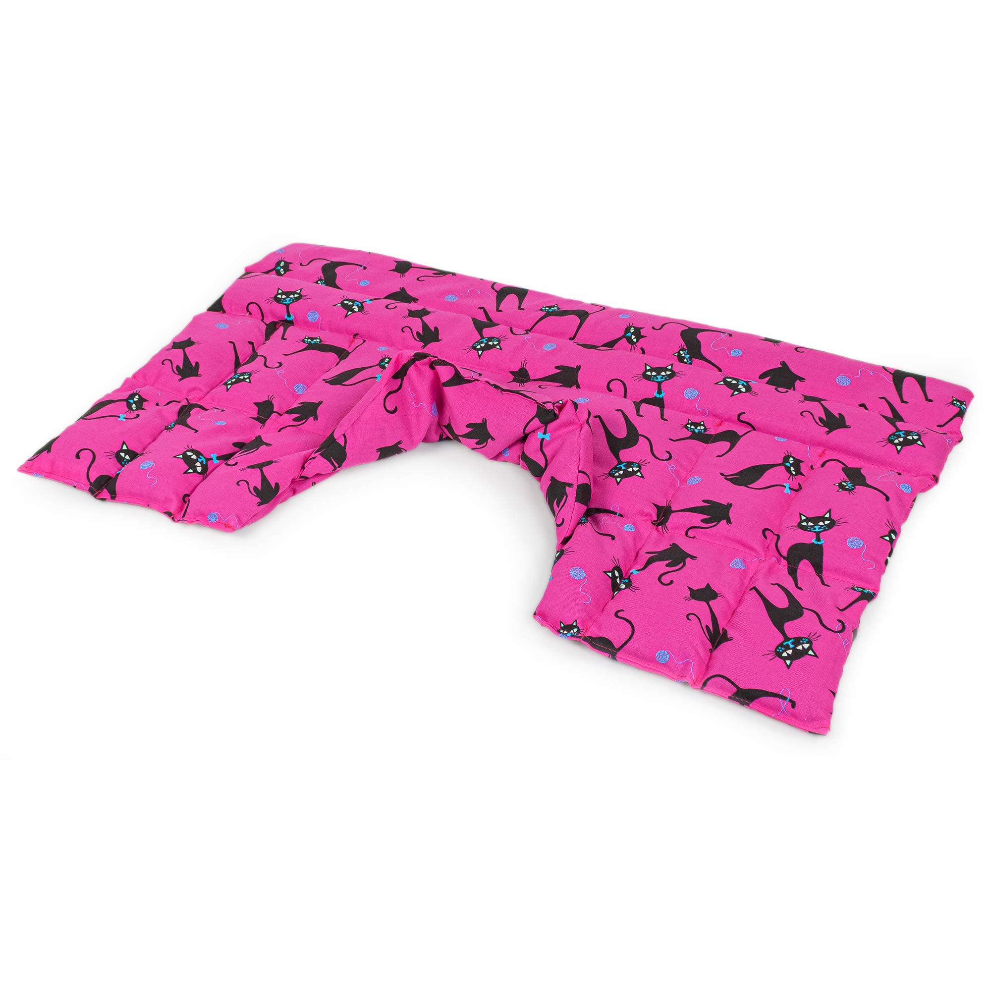 Bio-Dinkelkissen Schulter & Nackenkissen mit Kragen. Nacken Wärmekissen, Körnerkissen - Wärme und Kälte (Katzen-pink, Bio-Dinkel)