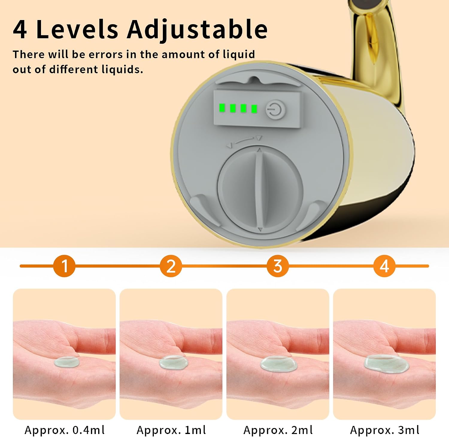 Automatic Liquid Soap Dispenser Touchless, Hand & Dish Countertop Gold Electric Dispenser with Sensor,Modern 4 Gear Adjustable Waterproof Battery Operated Kitchen Auto Soap Pump