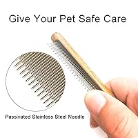 Vista 3 de Peine para gatos, peine de perro, herramienta de aseo de peine de madera maciza para gatos, perros y conejos..
