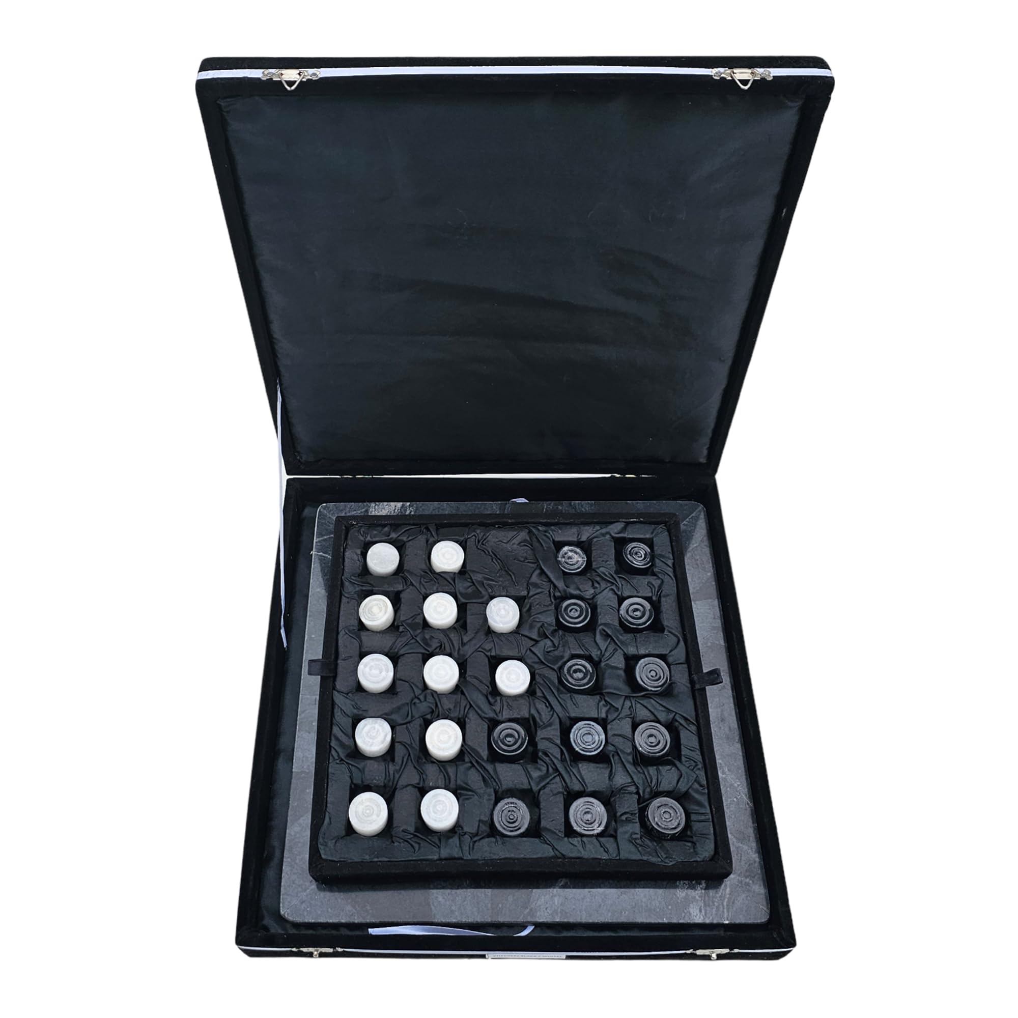 Gioco da donna in marmo, 12 pollici, 30 cm, con 24 pietre da donna, colore nero e bianco-grigio, prodotto naturale, fatto a mano, idea regalo