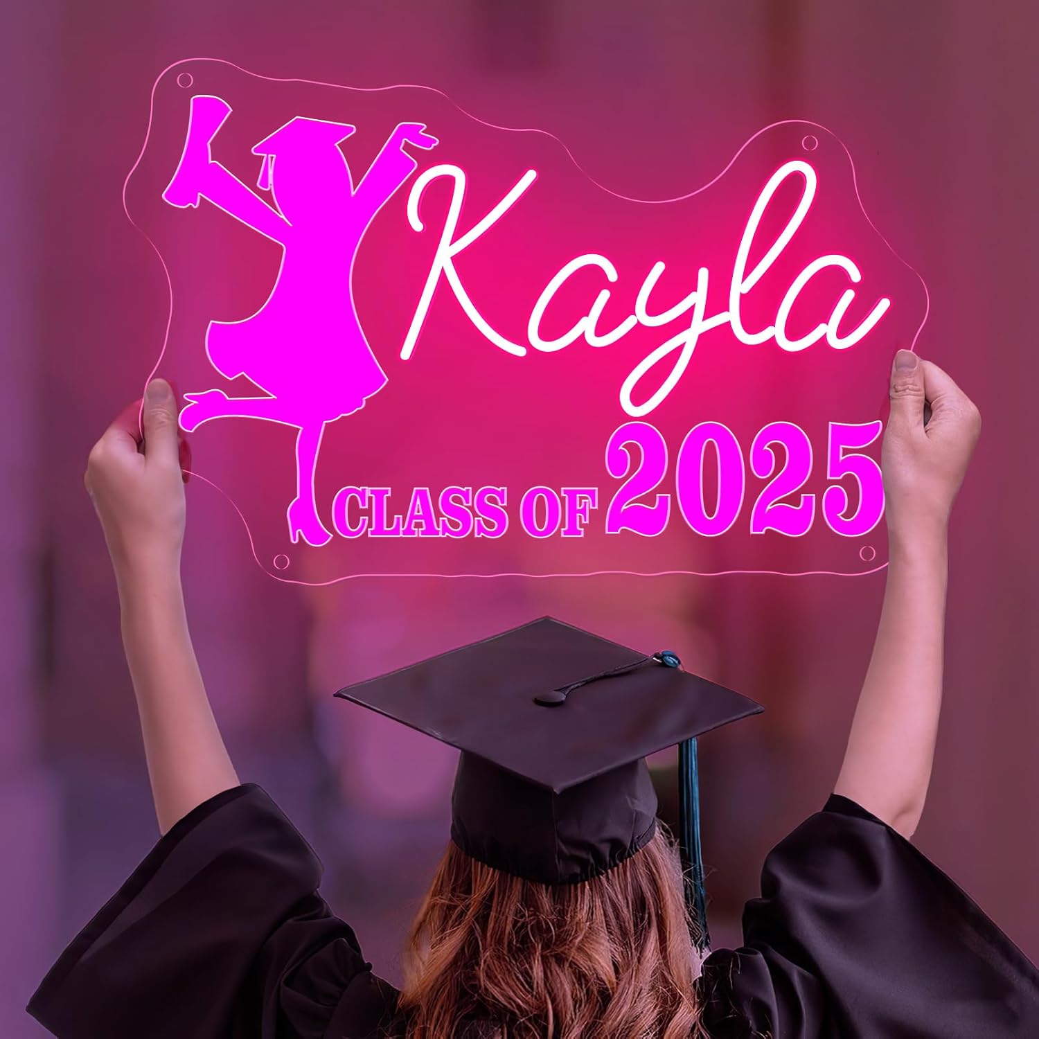 Custom Graduation Neon Sign for Class of 2025, Personalized Congrats Grad Name Neon Sign for Graduation Gifts, Customized Graduate LED Light Up Signs for Party Celebration Photo Backdrop Wall Decor