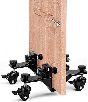 2Pcs Door Dolly, Heavy Duty Door Panel Mover with Translation Rollers, Adjustable 1 to 2-3/8 Door Transport Trolley for Moving Heavy Loads, Ideal for Construction Sites & Warehouses Black