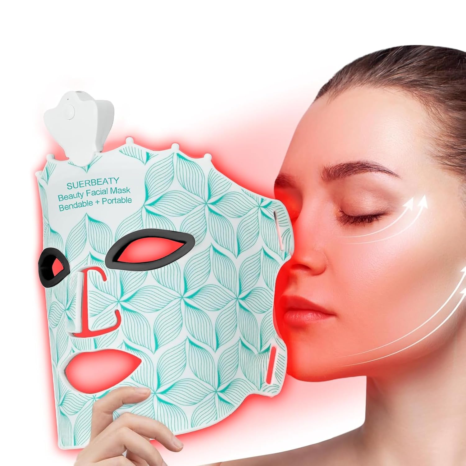 Red Light Mask for Face – 7 Colors Red Light Mask, Facial Skin Care Mask at Home, Cordless, Ergonomic Design and Rechargeable for Home – Green