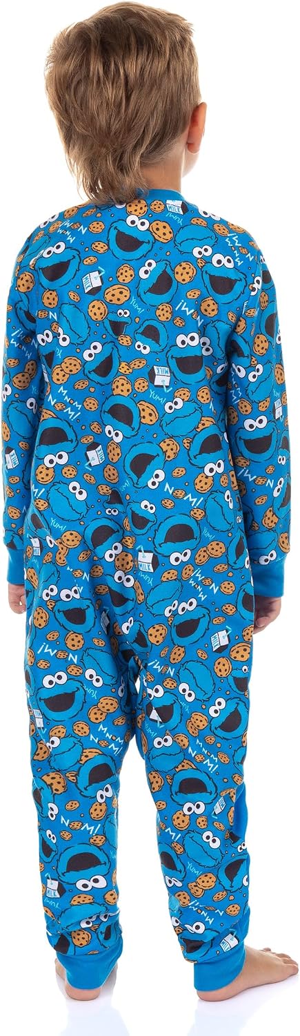 Sesame Street Cookie Monster Pajamas Toddler Zip Front Fleece Footless Union Suit Sleeper