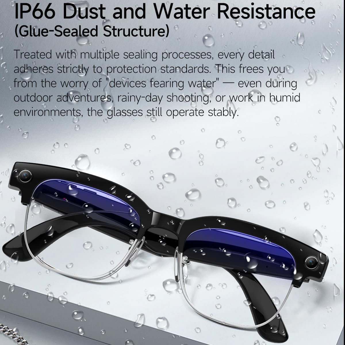 AI Smart Glasses with 8MP Camera, 1080P Anti-Shake Video, ChatGPT AI Assistant, Real-Time Translation, Open-Ear Audio, IP67 Waterproof, Photochromic & Anti-Blue Light Lenses for Men & Women