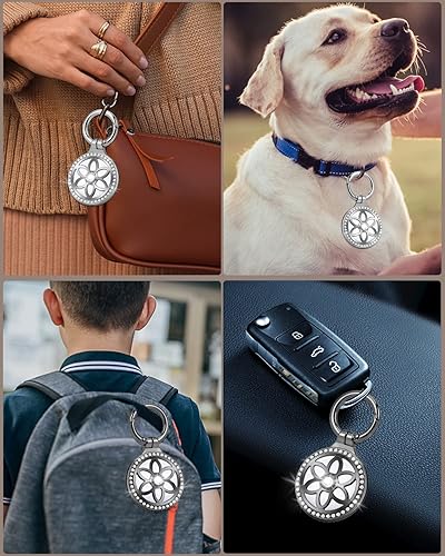 Miniatura 3 de DEERLET Soporte para Airtag, Llavero de Metal con Insignia de Diamantes de Imitación para Airtag, Soporte para Air Tag con Diamantes Brillantes para