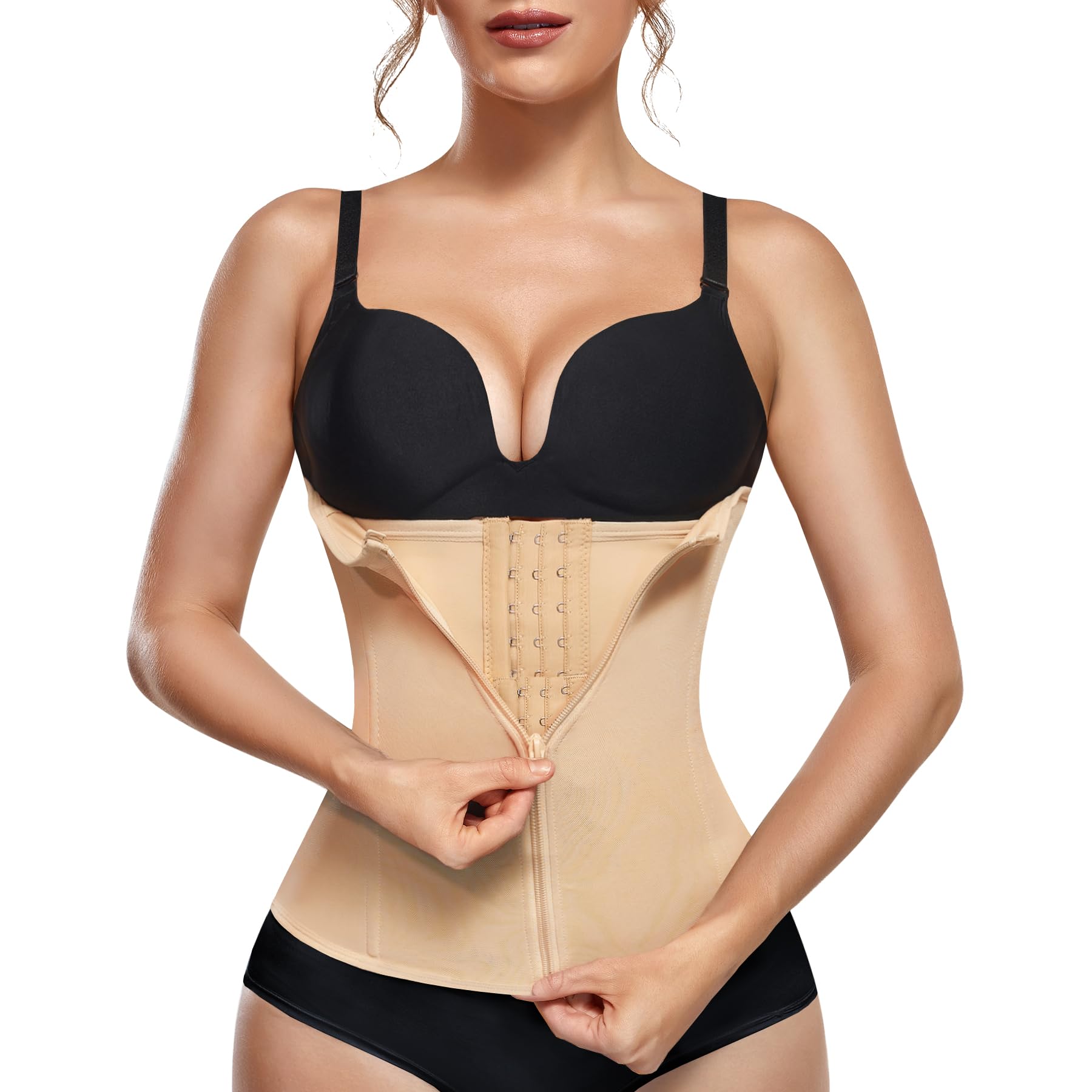 KUMAYES Korsett Damen Waist Trainer Cincher Korsage Taillenformer Bauchweggürtel Corsage Shapewear Damen bauchweg (Beige, 3XL)