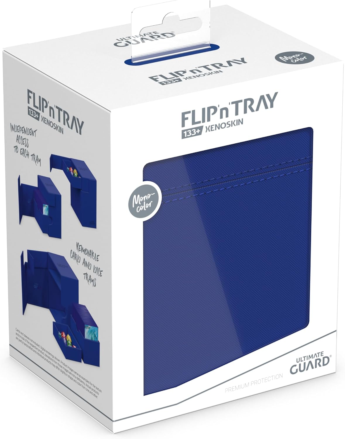 Ultimate Guard Flip'n'Tray 133+, Deck Case for 133 Double-Sleeved TCG Cards + Dice Tray, Blue, Independent Magnetic Closure & Microfiber Inner Lining