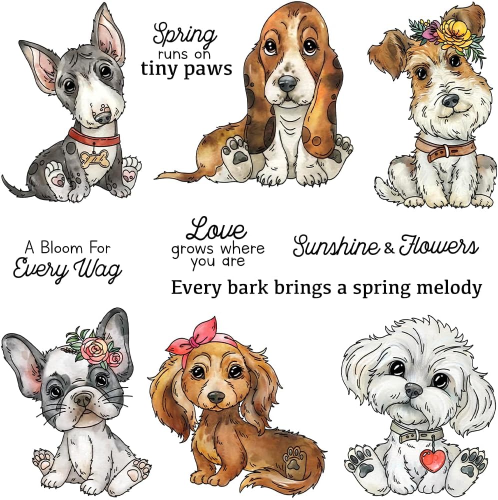 Cute Cartoon Pet Dogs Clear Stamp Set and Cutting Dies for Scrapbooking, Card Making, DIY Photo Albums Handmade Birthday & Thank You Gifts for Adults & Kids