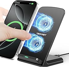 TECKNET Wireless Charger Stand, Qi-Certified, 15W Inductive Charging Station, Quick Charge Function for iPhone 16/15/14/13 Pro Max, XR XS, Fast Wireless Charger for Samsung Galaxy S25 S24 Google