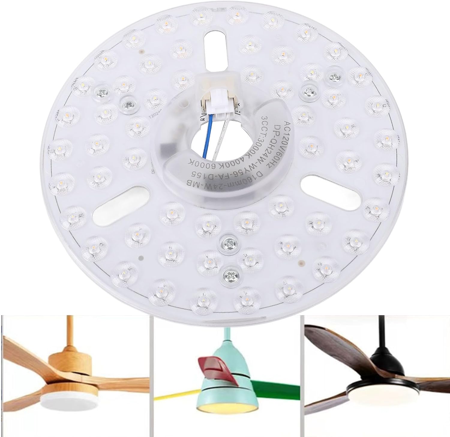 Dpofirs 6.3 Inch LED Ceiling Fan Light, Magnetic LED Retrofit Kit Replacement 3 Color Dimmable, 24W 3CCT Round Light Board Panel for Most Dimmers, Easy to Install (120V)