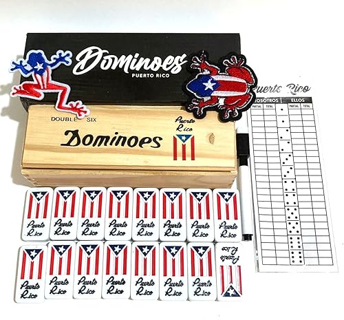 Miniatura 5 de Juego de dominó de Puerto Rico Regalos Familia y Amigos Puertorriqueño Doble Seis Juego de Domino Coqui Paquetes de Regalo Bloc de Puntuación