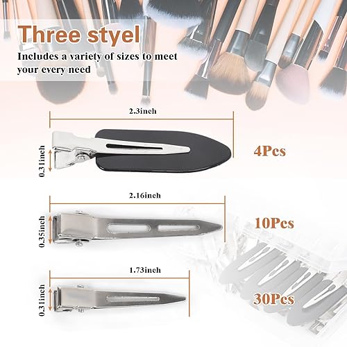 Miniatura 5 de Pinzas de pelo de metal plateado para mujer, diseño de pico de pato pequeño, 44 pinzas largas de rodillo de cocodrilo, salón, lazos para bricolaje,