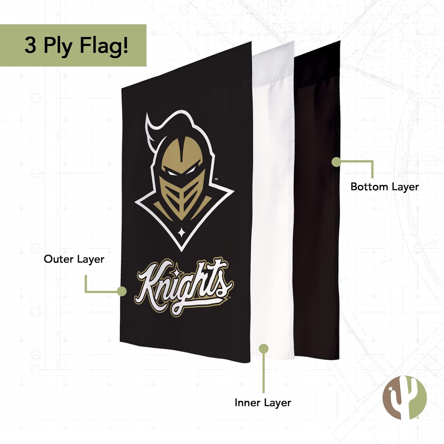 Desert Cactus University of Central Florida UCF Garden Flag – 19 x 12 inch Florida Golden Knights Banner, For Outdoor Display and Events (Design K) - Image 3