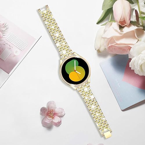Miniatura 4 de Correas compatibles con Samsung Galaxy Watch 455 Pro, correa de metal con diamantes de imitación de 0.787 pulgadas con funda protectora de repuesto