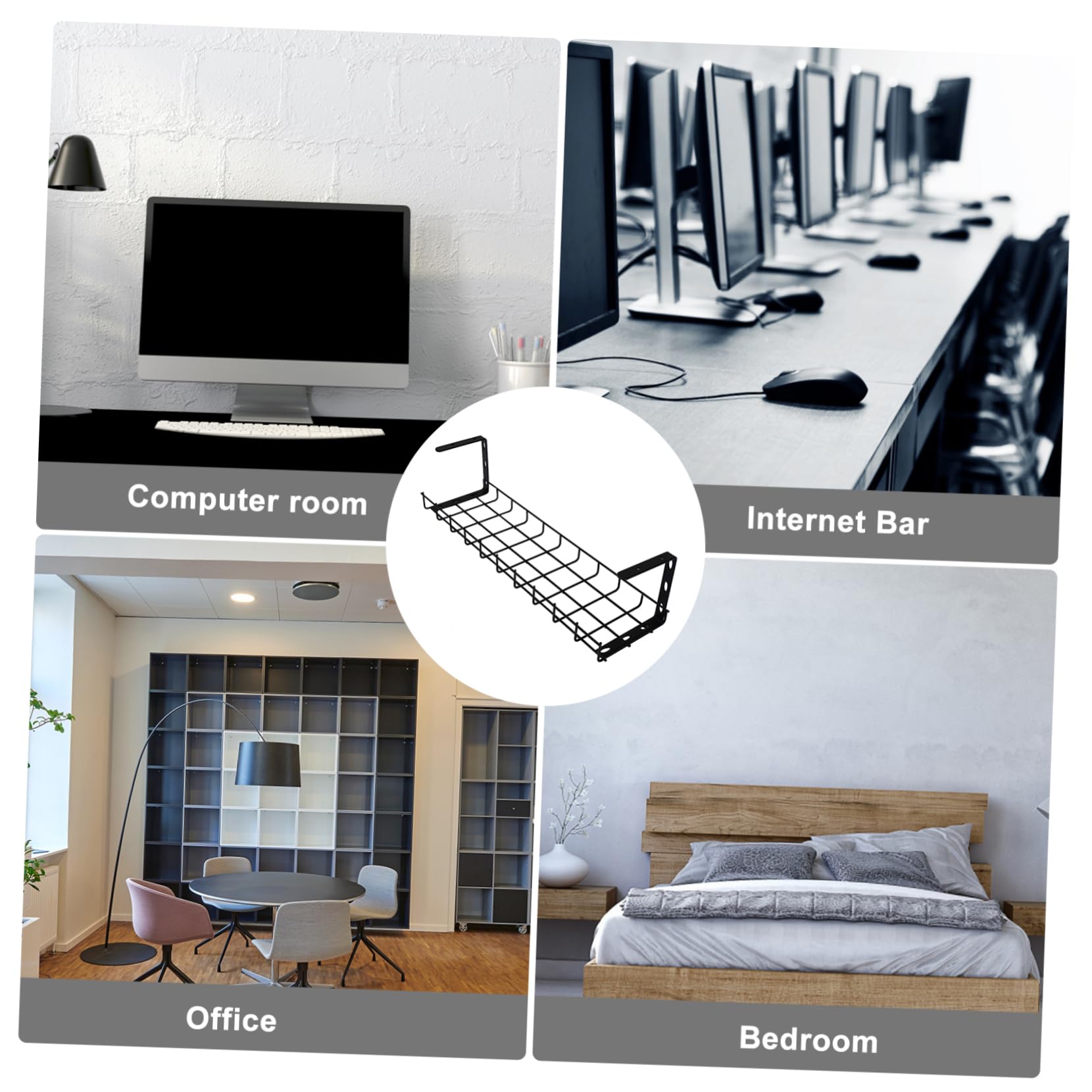 Artibetter Plateau De Gestion des Câbles sous Bureau Conteneur De Rangement Fil Élégant Organisateur pour Câbles Et Multiprises