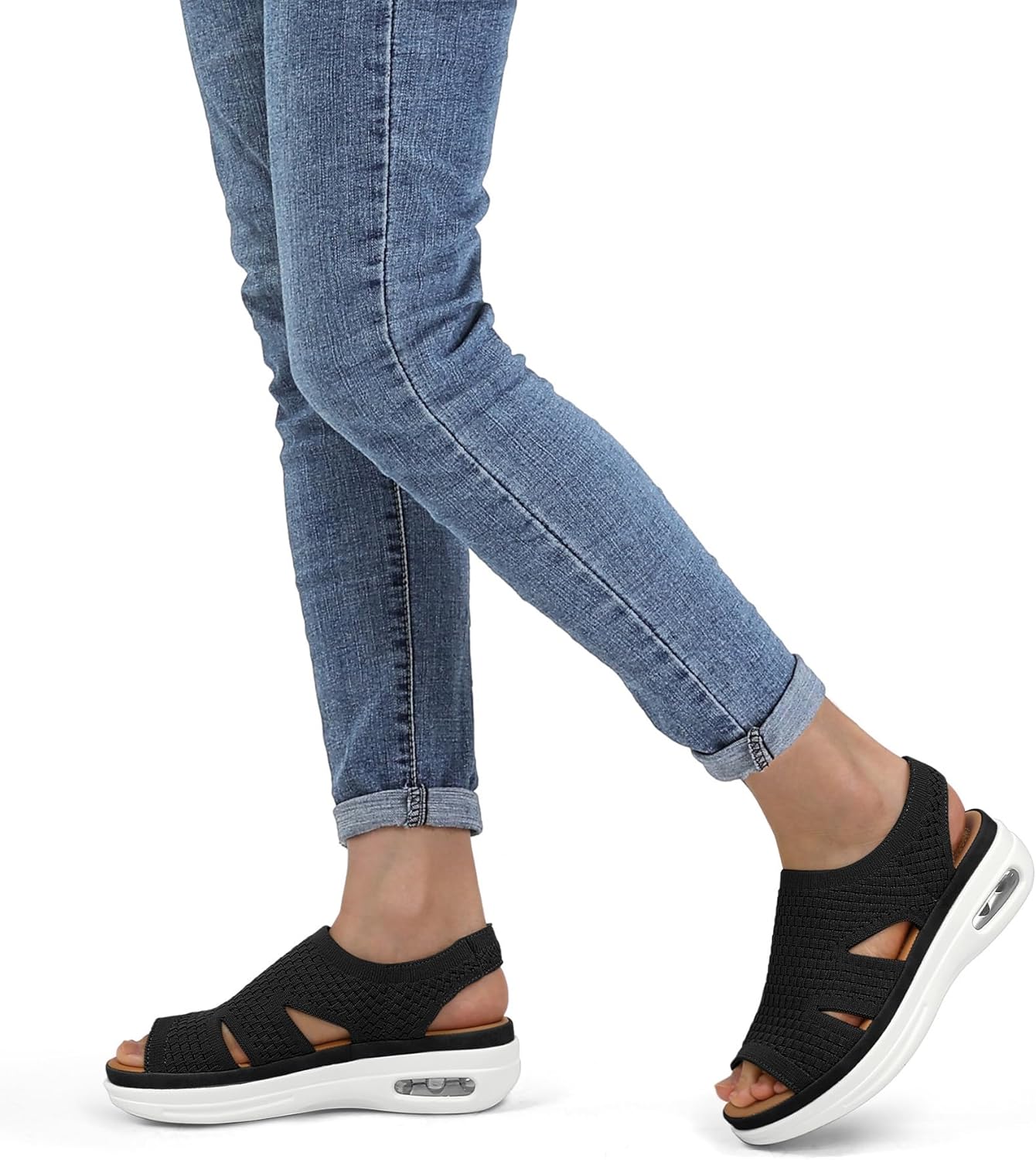 mysoft Womens Comfortable Walking Sandals Slip On Air Cushion Slingback Open Toe Platform Summer Shoes - Image 5